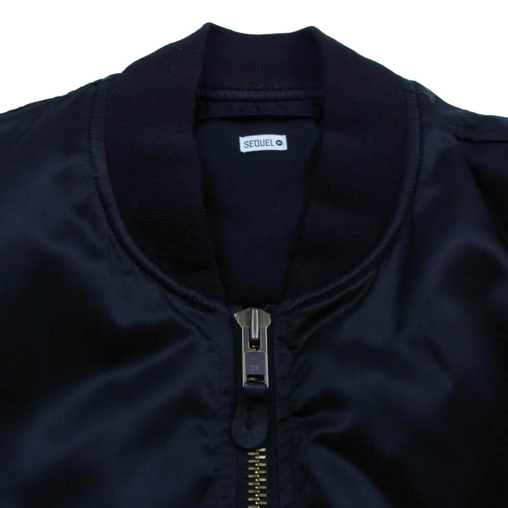 SEQUEL シークエル 24AW SQ-24AW-JK-07 袖チェックネル MA-1 ブルゾン フライトジャケット ブラック系 S【中古】