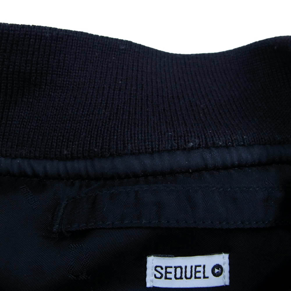 SEQUEL シークエル 24AW SQ-24AW-JK-07 袖チェックネル MA-1 ブルゾン フライトジャケット ブラック系 S【中古】
