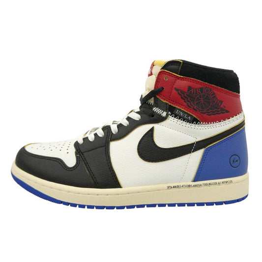 NIKE AIR JORDAN ナイキ ジョーダン IO7847-002 x fragment design フラグメント × UNION ユニオン Air Jordan 1 Retro High OG AJ1 エアジョーダン ハイカット スニーカー ブラック系 オフホワイト系 レッド、ブルー 28cm【新古品】【未使用】【中古】