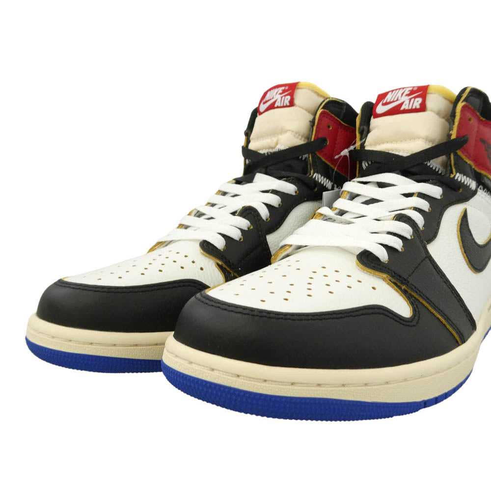 NIKE AIR JORDAN ナイキ ジョーダン IO7847-002 x fragment design フラグメント × UNION ユニオン Air Jordan 1 Retro High OG AJ1 エアジョーダン ハイカット スニーカー ブラック系 オフホワイト系 レッド、ブルー 28cm【新古品】【未使用】【中古】