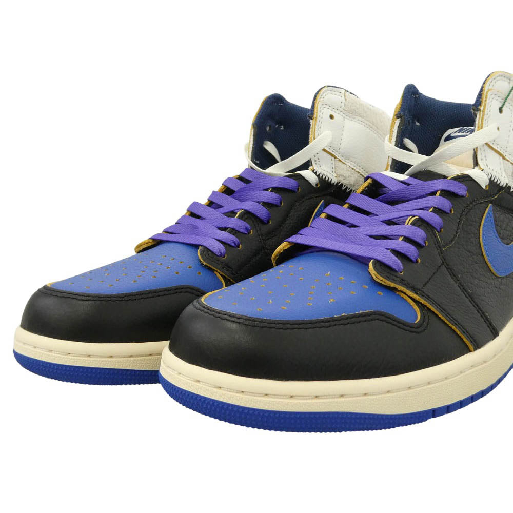 NIKE AIR JORDAN ナイキ ジョーダン IO7847-001 【フェイクバスターズ鑑定済】x fragment design フラグメント × UNION ユニオン Air Jordan 1 Retro High OG AJ1 エアジョーダン ハイカット スニーカー ブルー系 ブラック系 28cm【新古品】【未使用】【中古】