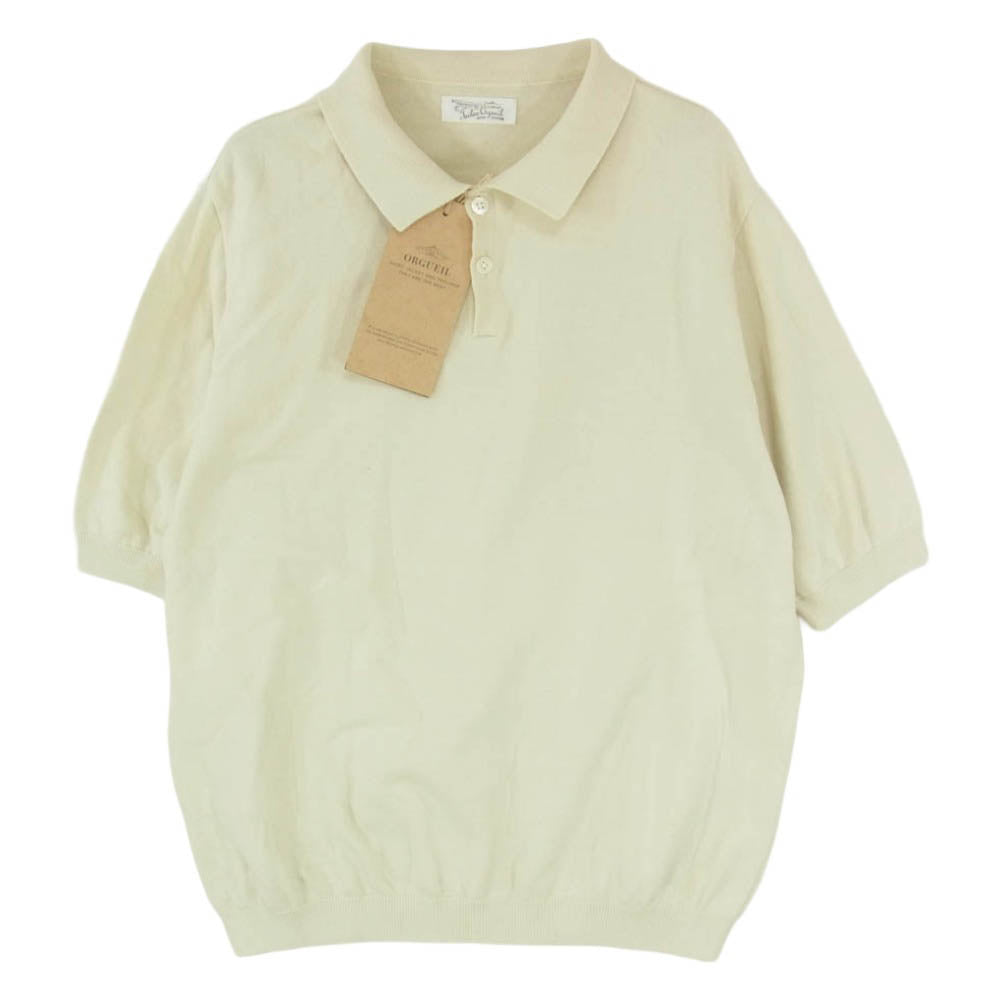 ORGUEIL オルゲイユ OR-9072 Knit polo Shirt ニット ポロ シャツ 半袖 オフホワイト系 40【中古】