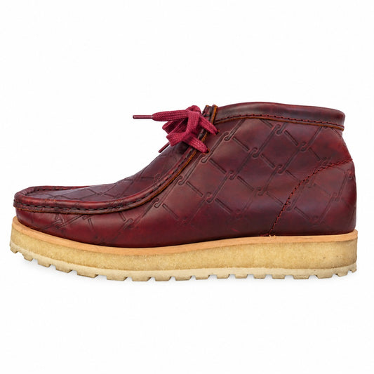 Clarks クラークス 26186060 × STARCOW PARIS Wallabee Scout ワラビー スカウト 型押しレザー ミドルカット ブーツ エンジ系 UK8【中古】