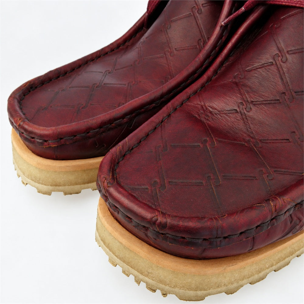 Clarks クラークス 26186060 × STARCOW PARIS Wallabee Scout ワラビー スカウト 型押しレザー ミドルカット ブーツ エンジ系 UK8【中古】