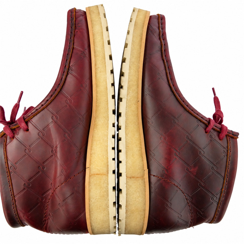 Clarks クラークス 26186060 × STARCOW PARIS Wallabee Scout ワラビー スカウト 型押しレザー ミドルカット ブーツ エンジ系 UK8【中古】