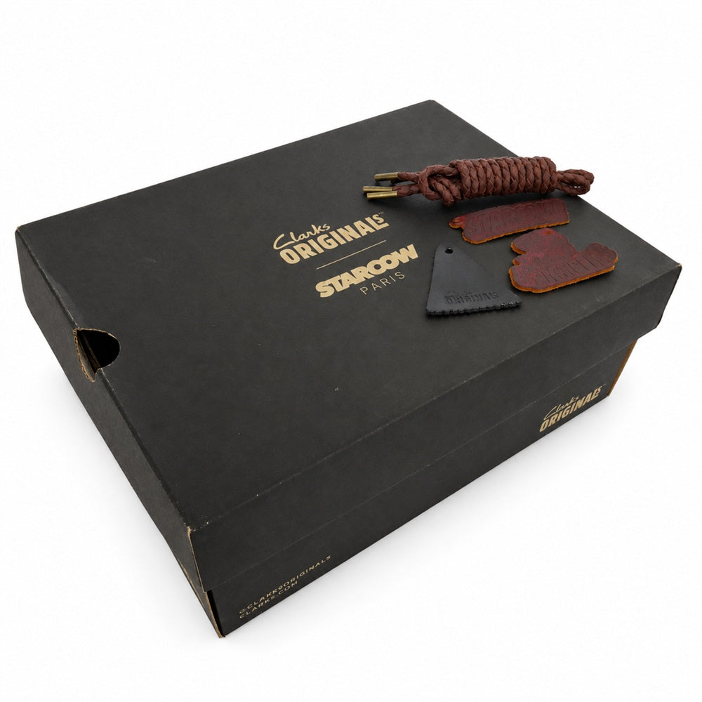 Clarks クラークス 26186060 × STARCOW PARIS Wallabee Scout ワラビー スカウト 型押しレザー ミドルカット ブーツ エンジ系 UK8【中古】