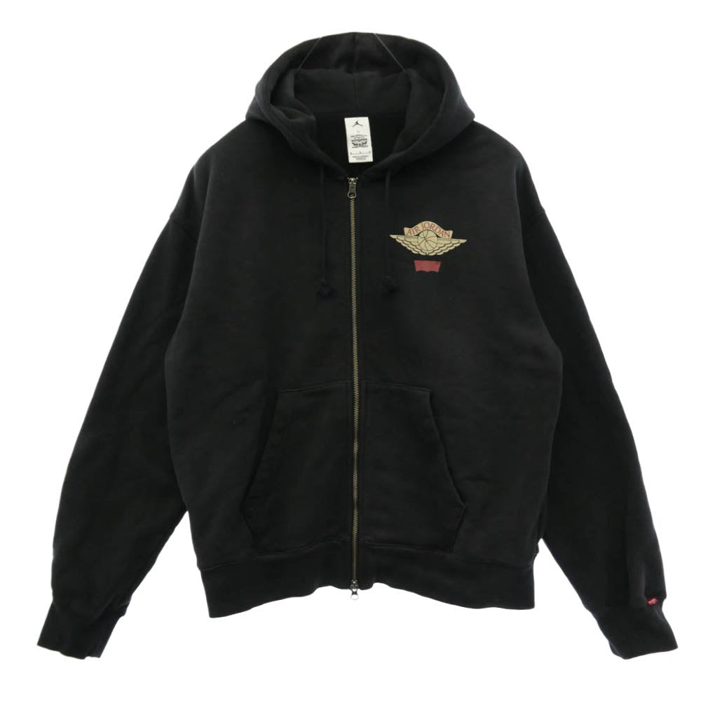 NIKE AIR JORDAN ナイキ ジョーダン Levi's リーバイス IM6734-010 x Levi's リーバイス Heavyweight Fleece Zip Hoodie ヘビーウェイト フリース ジップアップ フーディー パーカー ブラック系 M【中古】