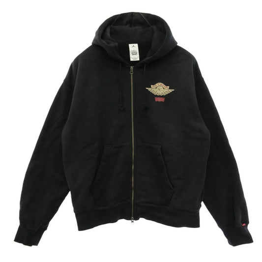 NIKE AIR JORDAN ナイキ ジョーダン Levi's リーバイス IM6734-010 x Levi's リーバイス Heavyweight Fleece Zip Hoodie ヘビーウェイト フリース ジップアップ フーディー パーカー ブラック系 M【中古】