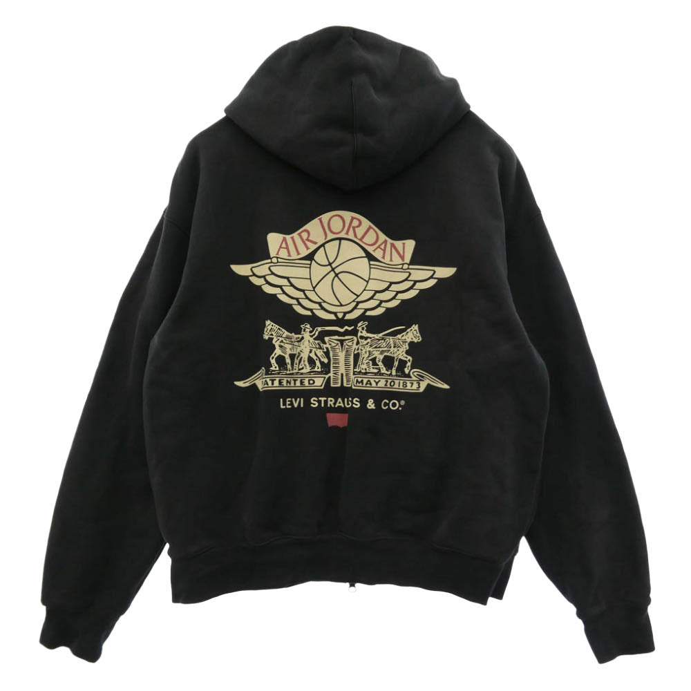 NIKE AIR JORDAN ナイキ ジョーダン Levi's リーバイス IM6734-010 x Levi's リーバイス Heavyweight Fleece Zip Hoodie ヘビーウェイト フリース ジップアップ フーディー パーカー ブラック系 M【中古】