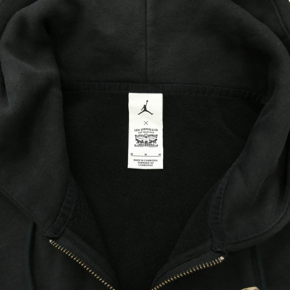 NIKE AIR JORDAN ナイキ ジョーダン Levi's リーバイス IM6734-010 x Levi's リーバイス Heavyweight Fleece Zip Hoodie ヘビーウェイト フリース ジップアップ フーディー パーカー ブラック系 M【中古】