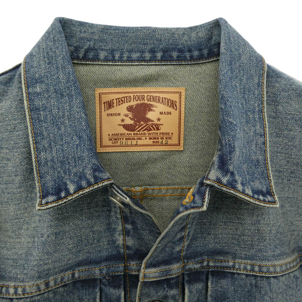 schott ショット 782-6952003 LOT. 961J FP G-JKT USED Gジャン デニムジャケット ライトブルー系 インディゴブルー系 42【美品】【中古】
