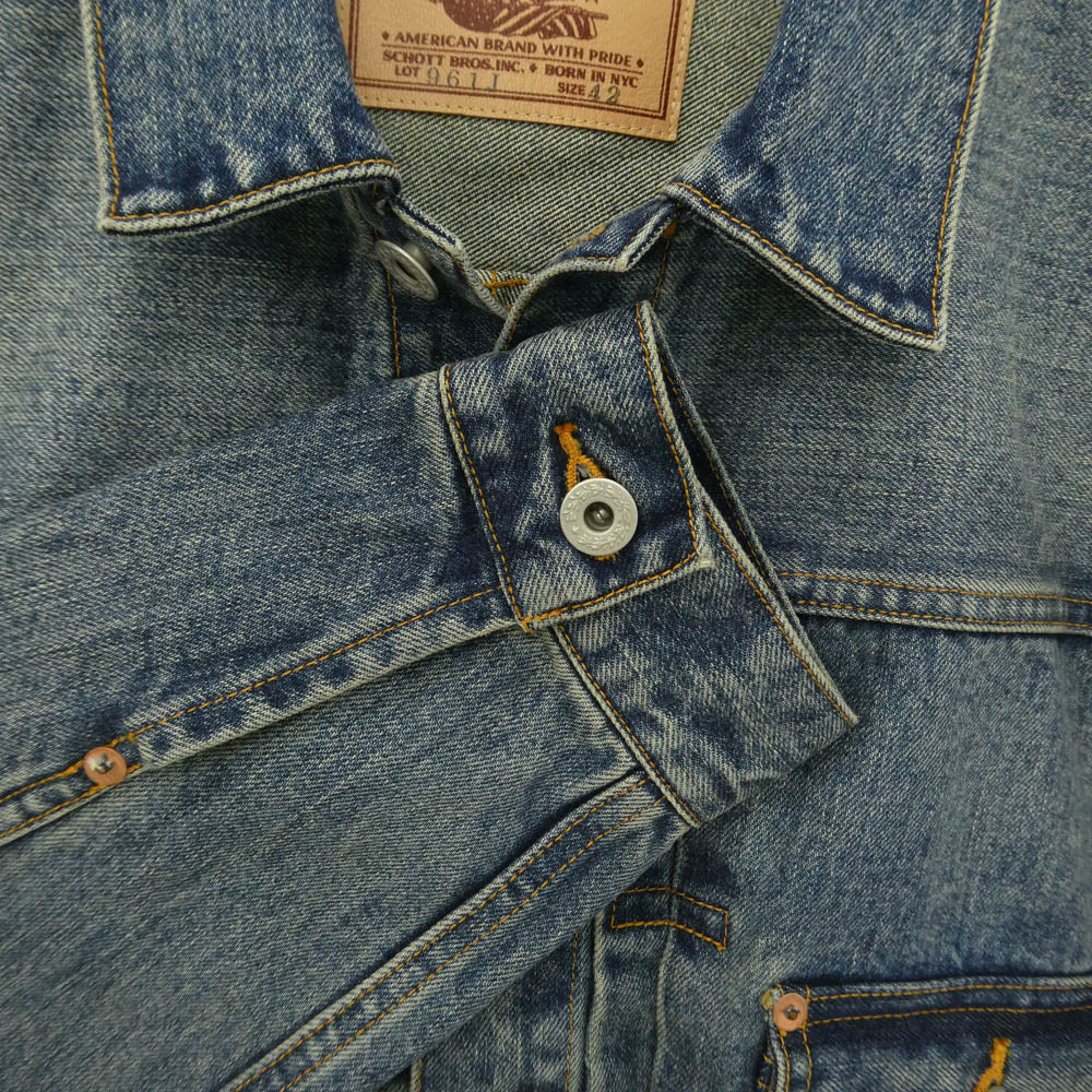 schott ショット 782-6952003 LOT. 961J FP G-JKT USED Gジャン デニムジャケット ライトブルー系 インディゴブルー系 42【美品】【中古】