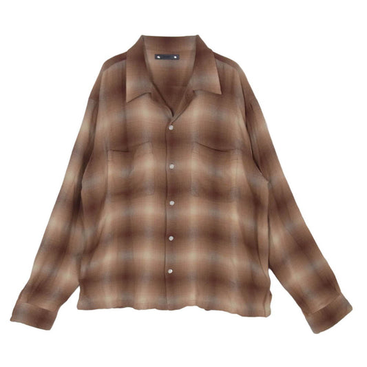 MINEDENIM マインデニム 26SS 2604-5002-17-022 R.Flannel Ombre Open Collar SH フランネル オンブレ オープンカラー 長袖 シャツ オレンジ系 2【中古】
