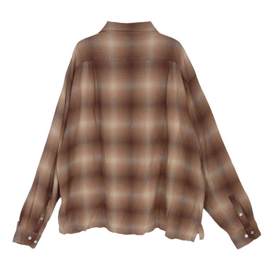 MINEDENIM マインデニム 26SS 2604-5002-17-022 R.Flannel Ombre Open Collar SH フランネル オンブレ オープンカラー 長袖 シャツ オレンジ系 2【中古】