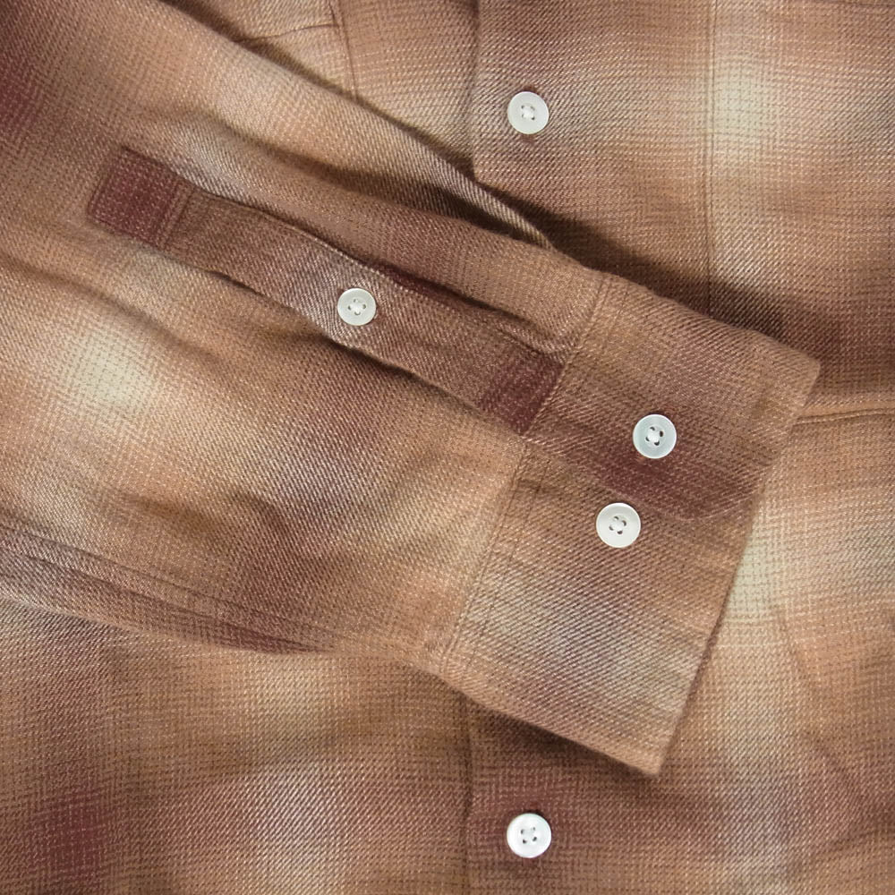 MINEDENIM マインデニム 26SS 2604-5002-17-022 R.Flannel Ombre Open Collar SH フランネル オンブレ オープンカラー 長袖 シャツ オレンジ系 2【中古】