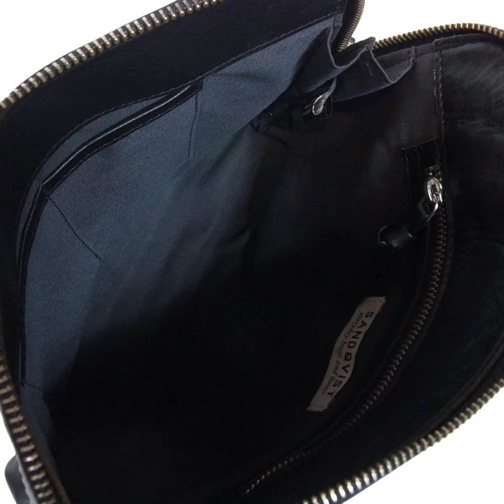 サンドクヴィスト 2WAY レザー ハンドバッグ ショルダーバッグ ブラック系【中古】