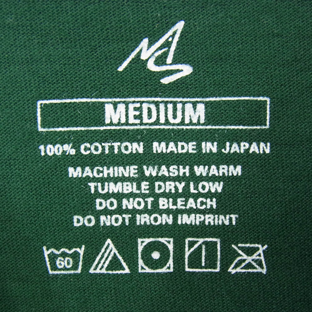 MASSES マシス 胸刺繍 クルーネック 丸首 半袖 ショートスリーブ 日本製 コットン Tシャツ グリーン系 M【中古】