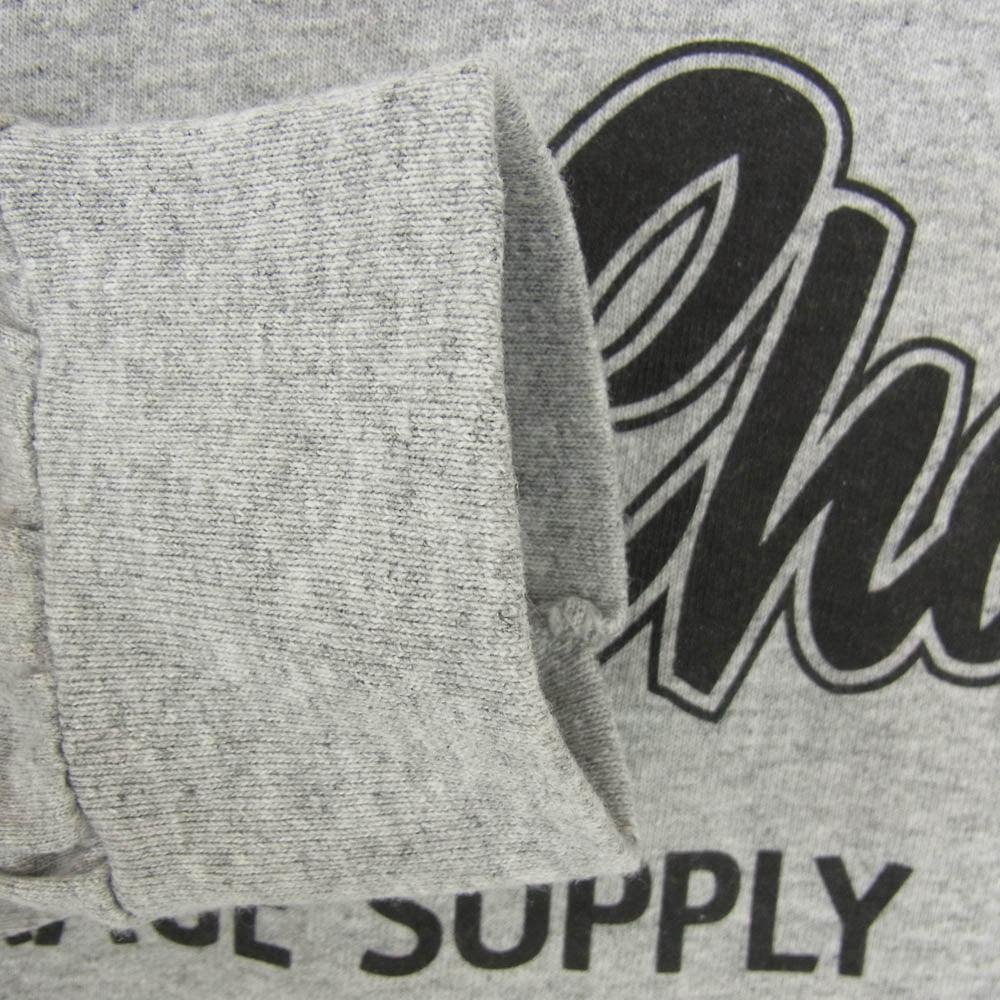 PORKCHOP ポークチョップ SCRIPT LOGO ロングスリーブ 丸首 クルーネック プリント 長袖 Tシャツ グレー系 M【中古】