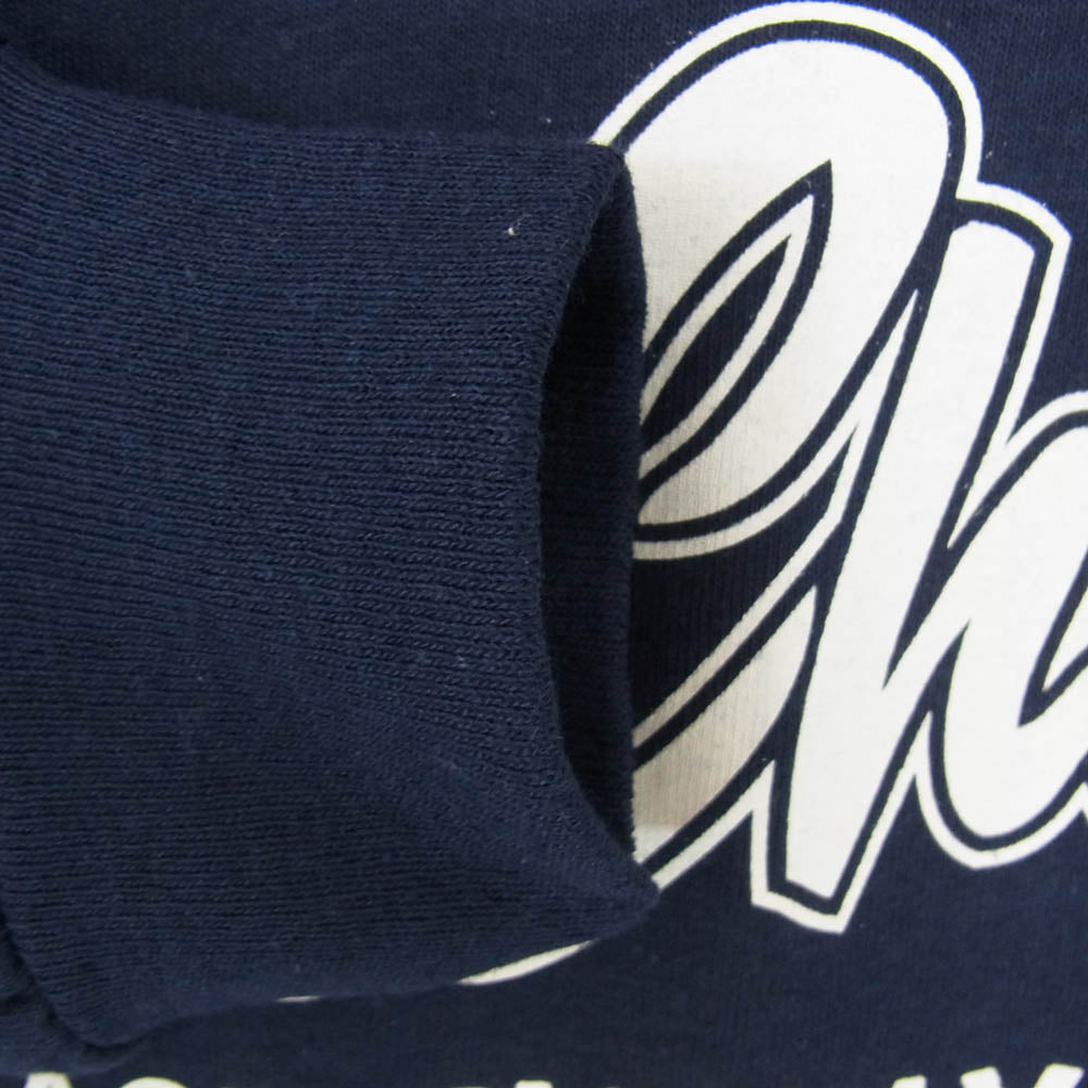 PORKCHOP ポークチョップ SCRIPT LOGO ロングスリーブ 丸首 クルーネック プリント 長袖 Tシャツ ネイビー系 M【美品】【中古】
