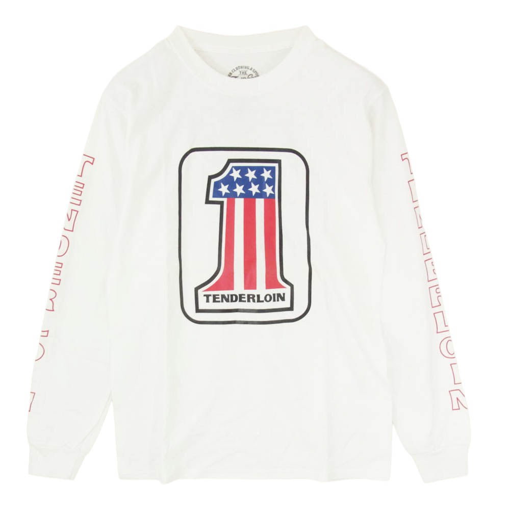 TENDERLOIN テンダーロイン T-TEE L/S NO1 長袖 ロングスリーブ 丸首 クルーネック プリント Tシャツ ホワイト系 S【中古】