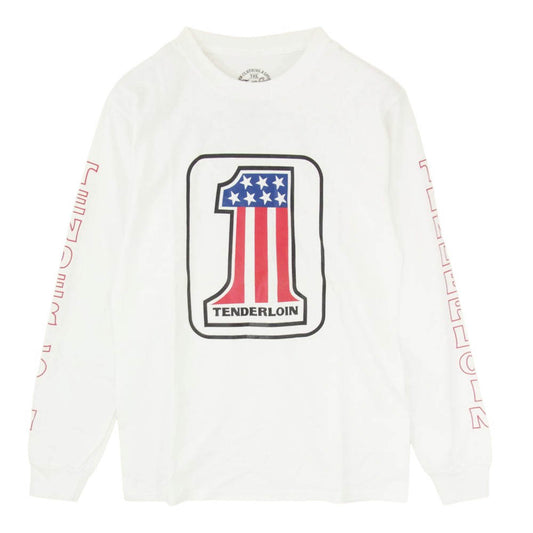 TENDERLOIN テンダーロイン T-TEE L/S NO1 長袖 ロングスリーブ 丸首 クルーネック プリント Tシャツ ホワイト系 S【中古】