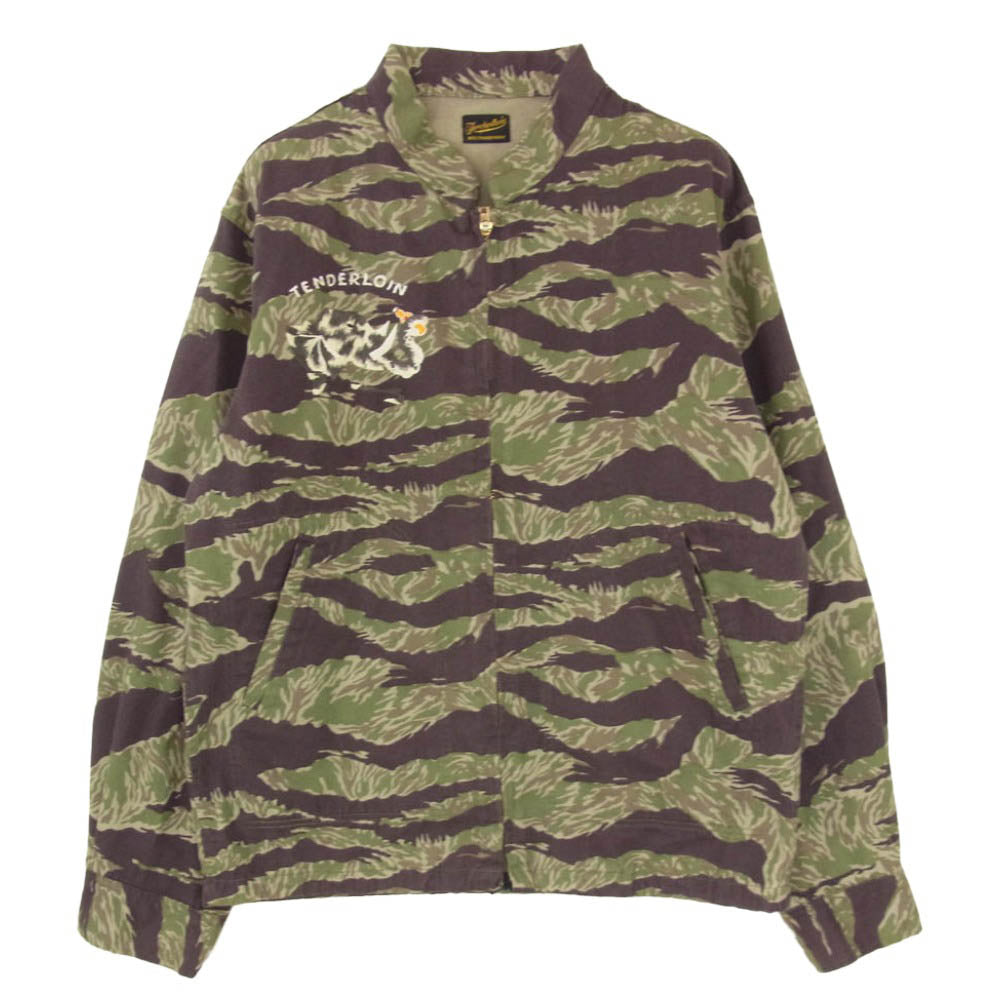TENDERLOIN テンダーロイン T-BAMBOO JKT 象刺繍 タイガーカモ バンブー スーベニア ジャケット カーキ系 S【中古】