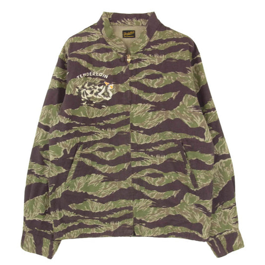 TENDERLOIN テンダーロイン T-BAMBOO JKT 象刺繍 タイガーカモ バンブー スーベニア ジャケット カーキ系 S【中古】