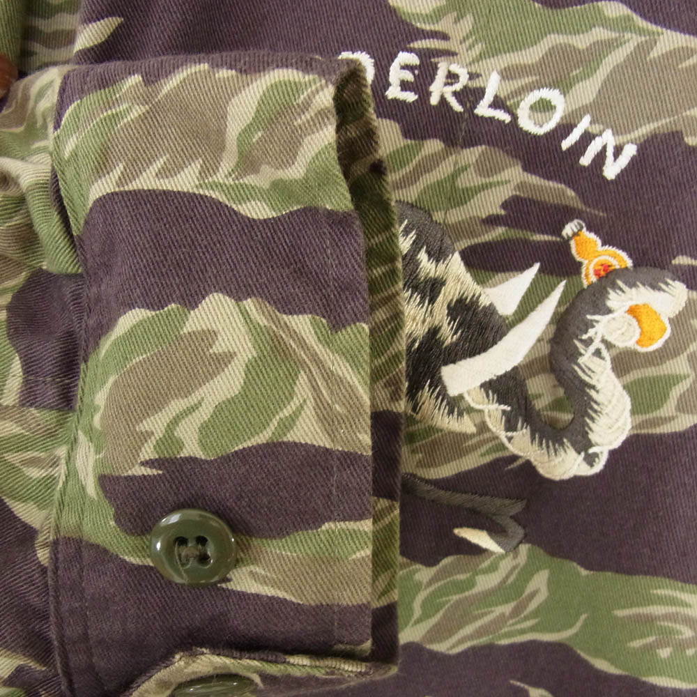 TENDERLOIN テンダーロイン T-BAMBOO JKT 象刺繍 タイガーカモ バンブー スーベニア ジャケット カーキ系 S【中古】