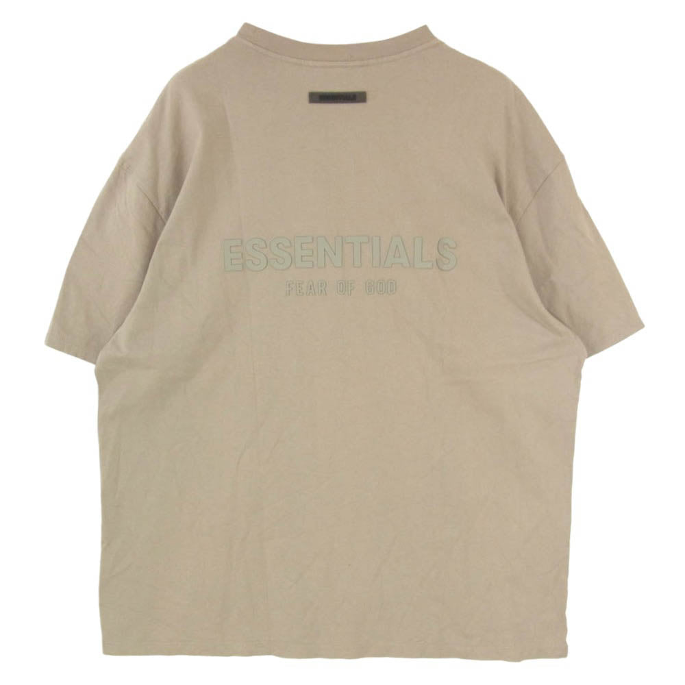 FEAR OF GOD フィアオブゴッド ESSENTIALS エッセンシャルズ ラバー バックプリント ロゴ Tシャツ 半袖 カットソー カーキ系 XL【中古】