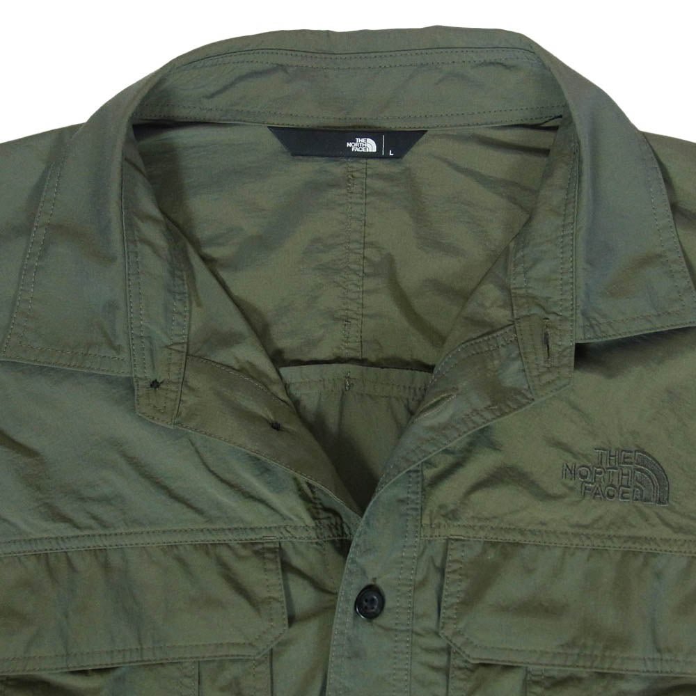 THE NORTH FACE ノースフェイス NR12202 L/S Clad Shirt クラッド ナイロン シャンブレー シャツ L カーキ系 L【中古】
