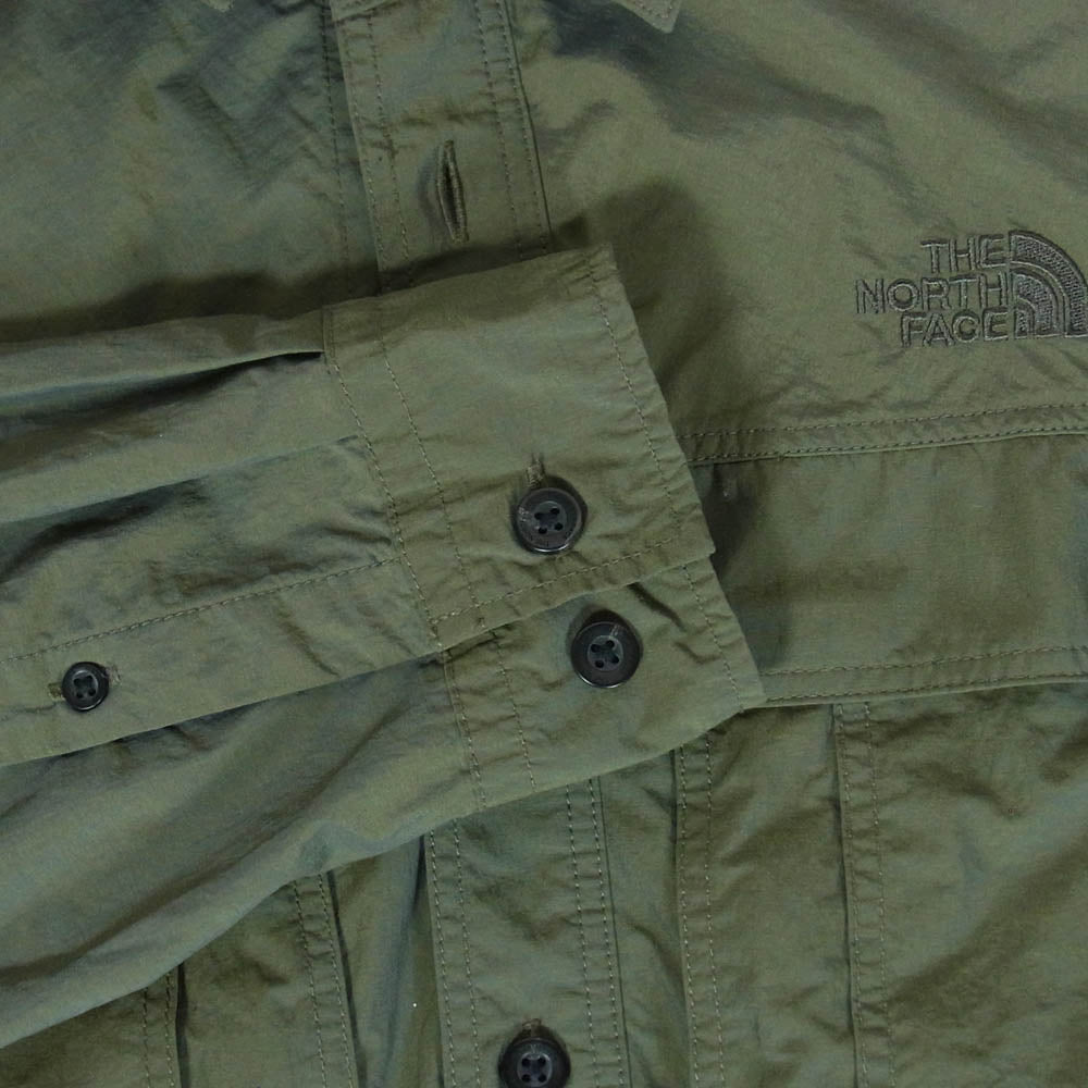 THE NORTH FACE ノースフェイス NR12202 L/S Clad Shirt クラッド ナイロン シャンブレー シャツ L カーキ系 L【中古】