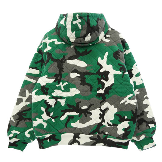 Supreme シュプリーム 25AW Quilted Zip Up Hooded Sweatshirt キルティング ジップアップ フーデッド スウェットシャツ ジップパーカー フーディー グリーン系 L【極上美品】【中古】