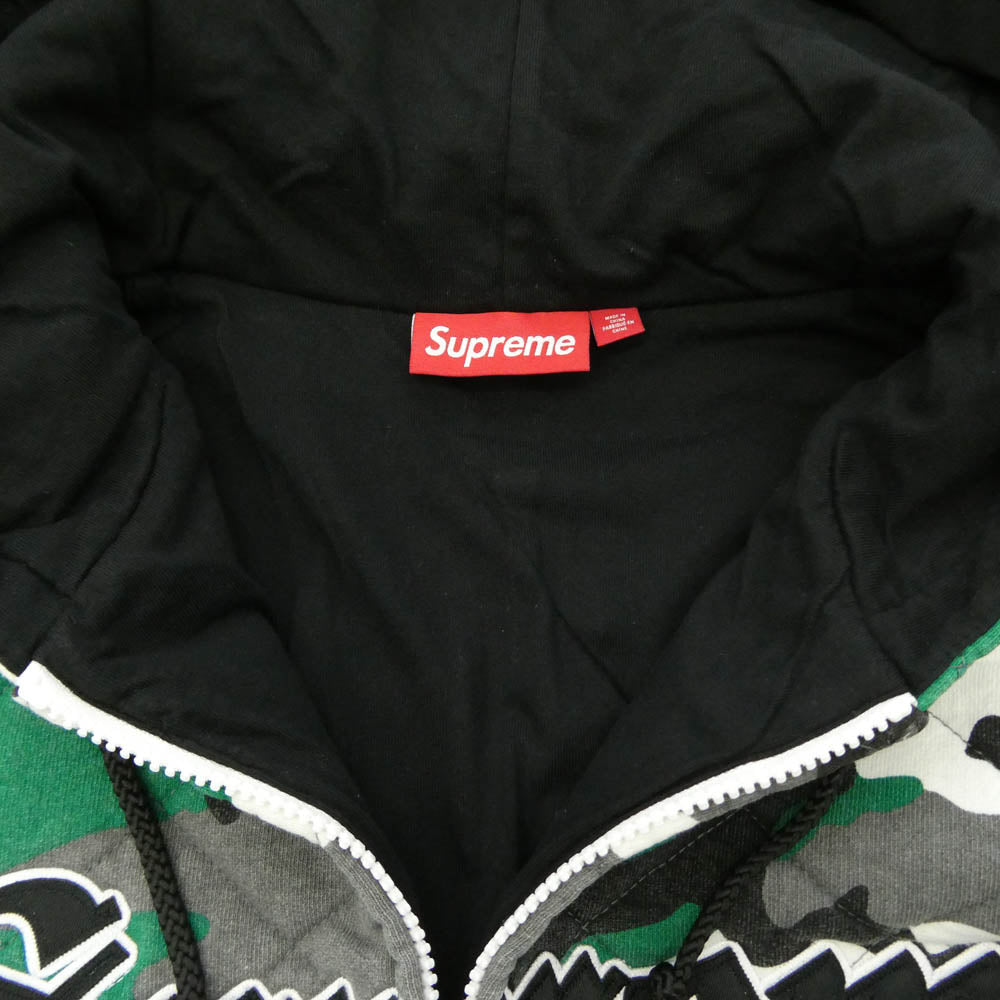 Supreme シュプリーム 25AW Quilted Zip Up Hooded Sweatshirt キルティング ジップアップ フーデッド スウェットシャツ ジップパーカー フーディー グリーン系 L【極上美品】【中古】