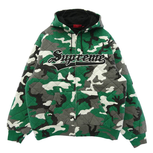 Supreme シュプリーム 25AW Quilted Zip Up Hooded Sweatshirt キルティング ジップアップ フーデッド スウェットシャツ ジップパーカー フーディー グリーン系 L【極上美品】【中古】