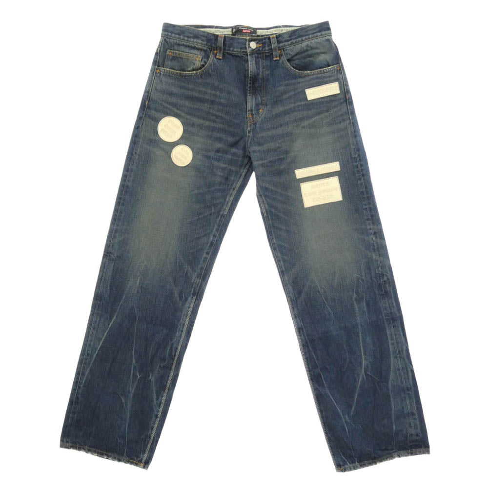Supreme シュプリーム NUMBER(N)INE ナンバーナイン 25AW x Number (N)ine ナンバーナイン Patches Loose Fit Jean ダメージウォッシュ加工 パッチ ルーズフィット ジーンズ デニムパンツ W32 インディゴブルー系 32【極上美品】【中古】