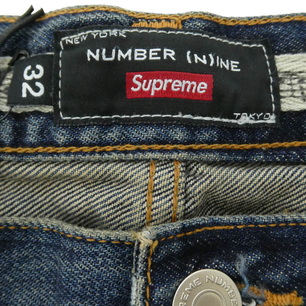 Supreme シュプリーム NUMBER(N)INE ナンバーナイン 25AW x Number (N)ine ナンバーナイン Patches Loose Fit Jean ダメージウォッシュ加工 パッチ ルーズフィット ジーンズ デニムパンツ W32 インディゴブルー系 32【極上美品】【中古】