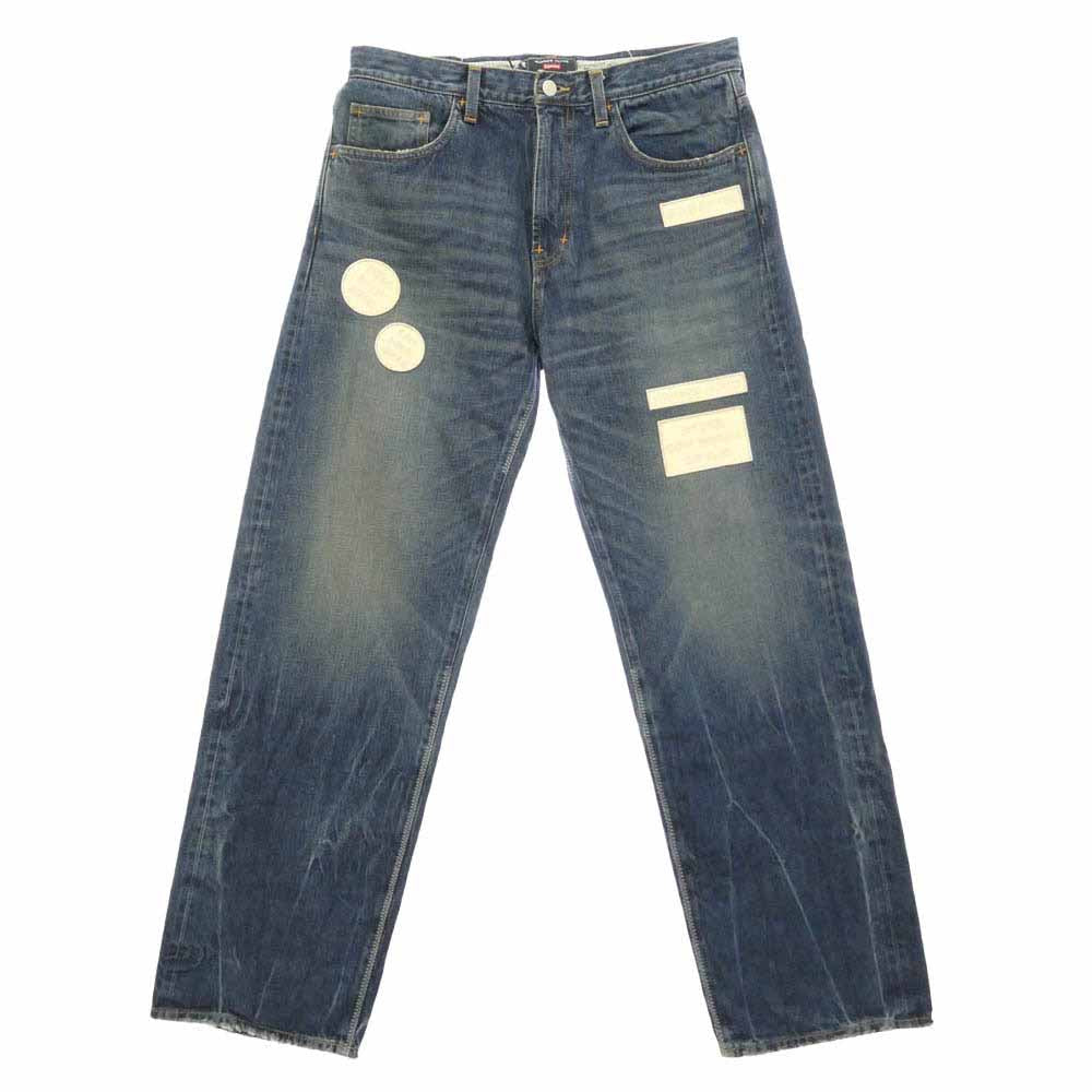 Supreme シュプリーム NUMBER(N)INE ナンバーナイン 25AW x Number (N)ine ナンバーナイン Patches Loose Fit Jean ダメージウォッシュ加工 パッチ ルーズフィット ジーンズ デニムパンツ W32 インディゴブルー系 32【極上美品】【中古】