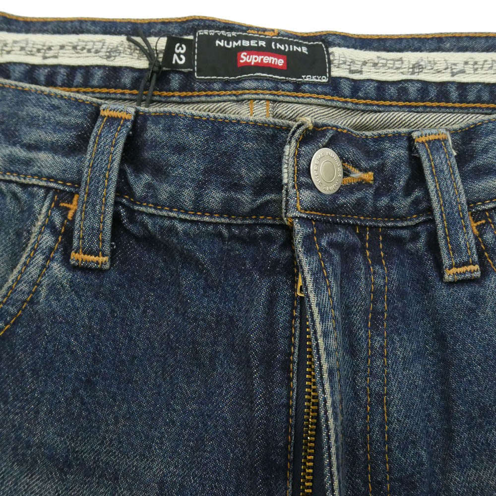 Supreme シュプリーム NUMBER(N)INE ナンバーナイン 25AW x Number (N)ine ナンバーナイン Patches Loose Fit Jean ダメージウォッシュ加工 パッチ ルーズフィット ジーンズ デニムパンツ W32 インディゴブルー系 32【極上美品】【中古】