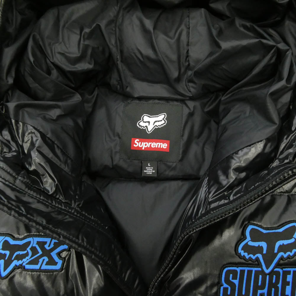 Supreme シュプリーム 25AW x Fox Racing フォックスレーシング Shiny Down Puffer Jacket シャイニー ダウン パファー ジャケット Lサイズ ブラック系 L【極上美品】【中古】