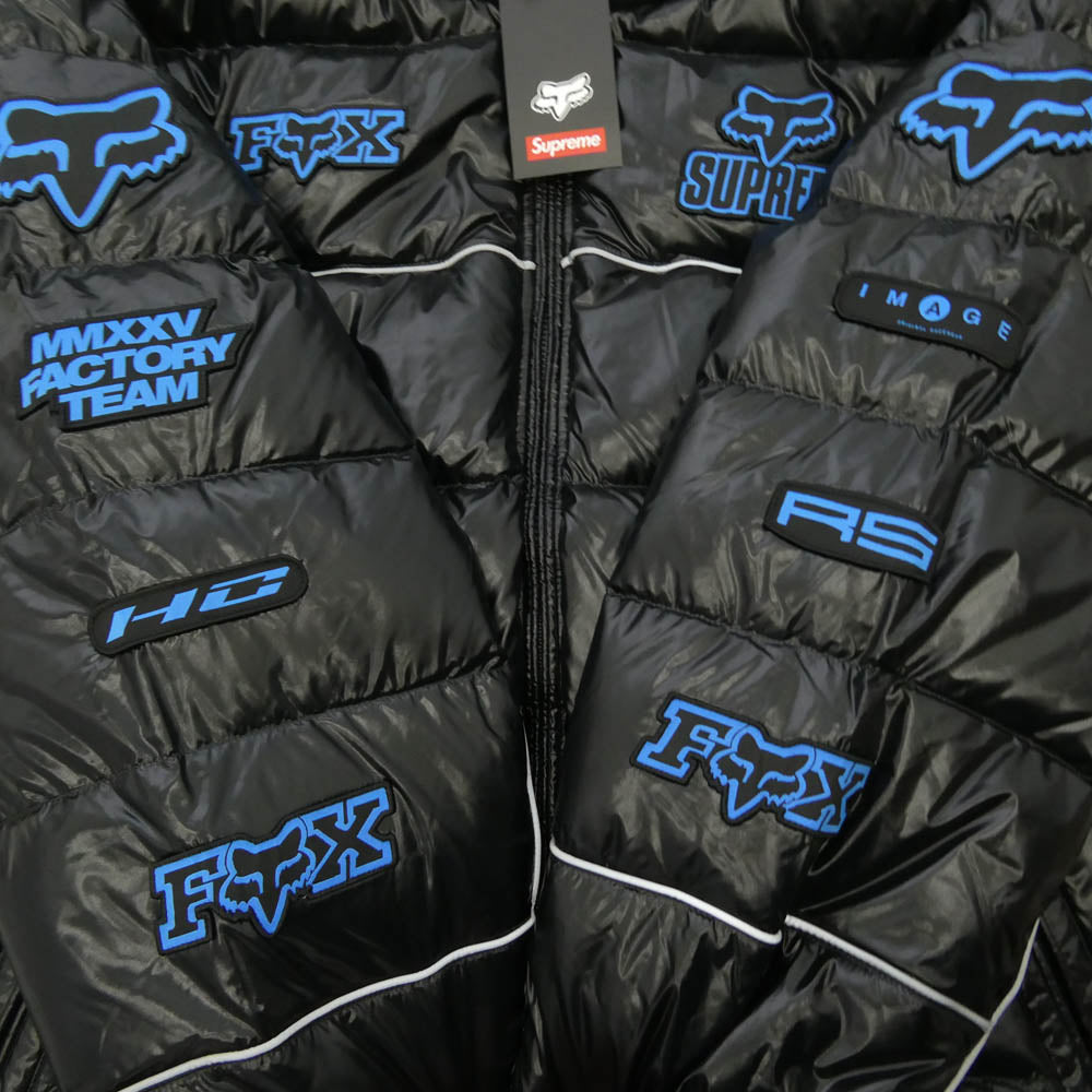 Supreme シュプリーム 25AW x Fox Racing フォックスレーシング Shiny Down Puffer Jacket シャイニー ダウン パファー ジャケット Lサイズ ブラック系 L【極上美品】【中古】