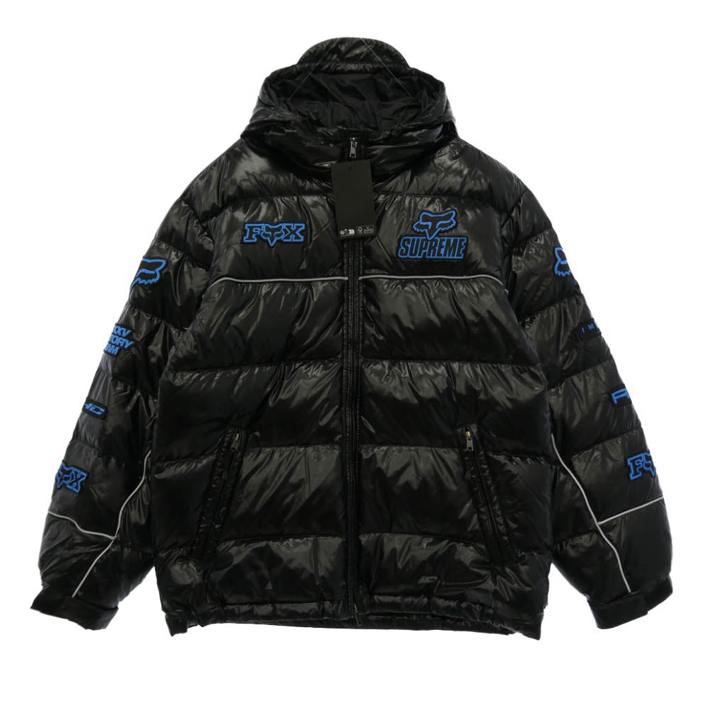 Supreme シュプリーム 25AW x Fox Racing フォックスレーシング Shiny Down Puffer Jacket シャイニー ダウン パファー ジャケット Mサイズ ブラック系 M【極上美品】【中古】