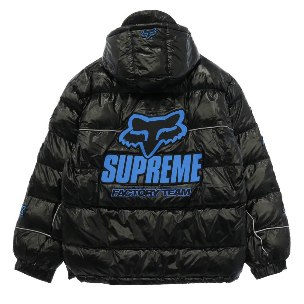 Supreme シュプリーム 25AW x Fox Racing フォックスレーシング Shiny Down Puffer Jacket シャイニー ダウン パファー ジャケット Mサイズ ブラック系 M【極上美品】【中古】