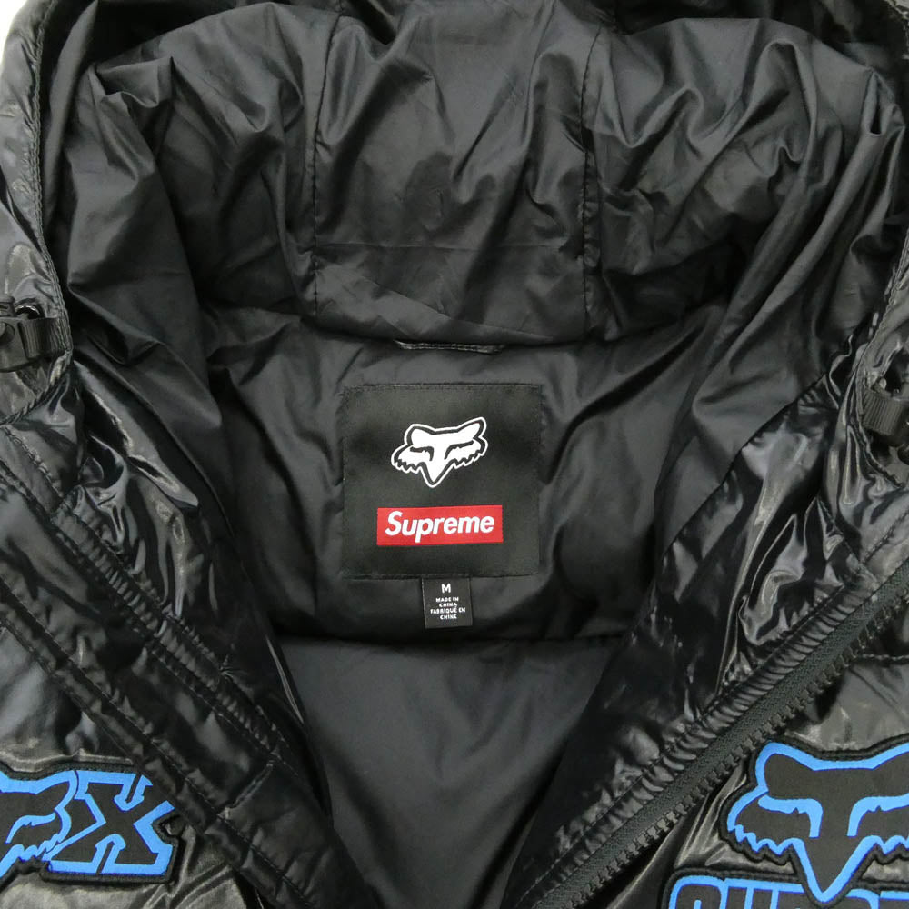 Supreme シュプリーム 25AW x Fox Racing フォックスレーシング Shiny Down Puffer Jacket シャイニー ダウン パファー ジャケット Mサイズ ブラック系 M【極上美品】【中古】