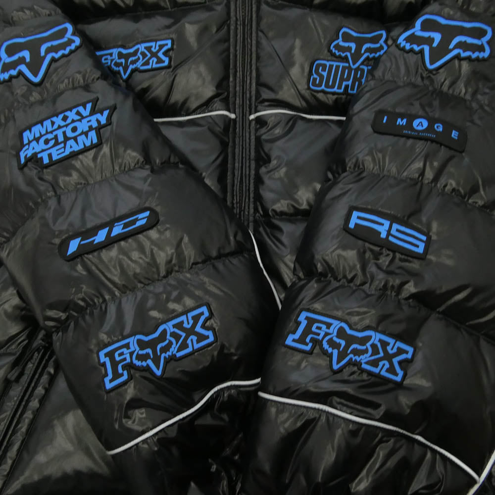 Supreme シュプリーム 25AW x Fox Racing フォックスレーシング Shiny Down Puffer Jacket シャイニー ダウン パファー ジャケット Mサイズ ブラック系 M【極上美品】【中古】
