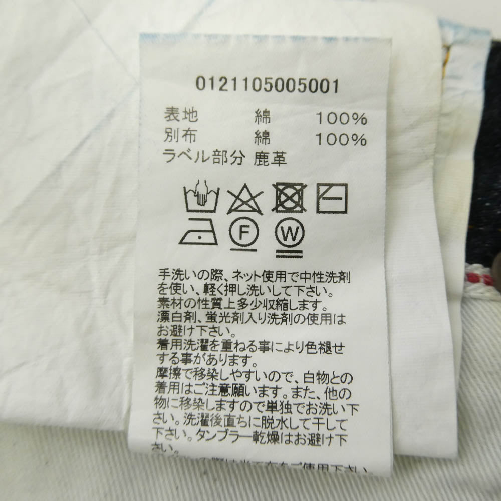 VISVIM ビズビム 21SS 0121105005001 01 RAW SOCIAL SCULPTURE DENIM ロウ ソーシャル スカルプチャー デニム パンツ インディゴブルー系 W34【中古】