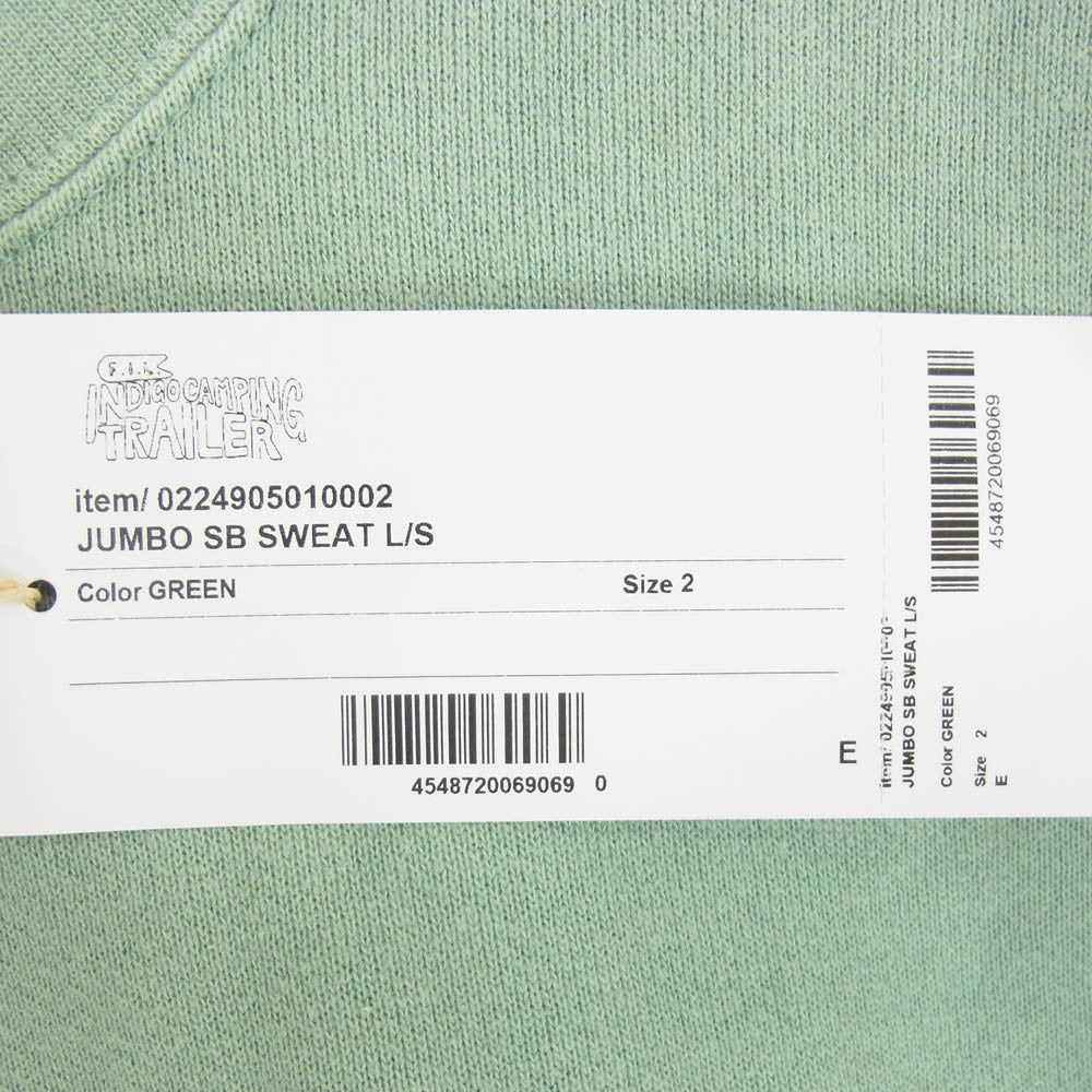 VISVIM ビズビム 24AW 0224905010002 ICT JUMBO SB SWEAT L/S ジャンボ エスビー ロングスリーブ スウェット トレーナー グリーン系 2【中古】