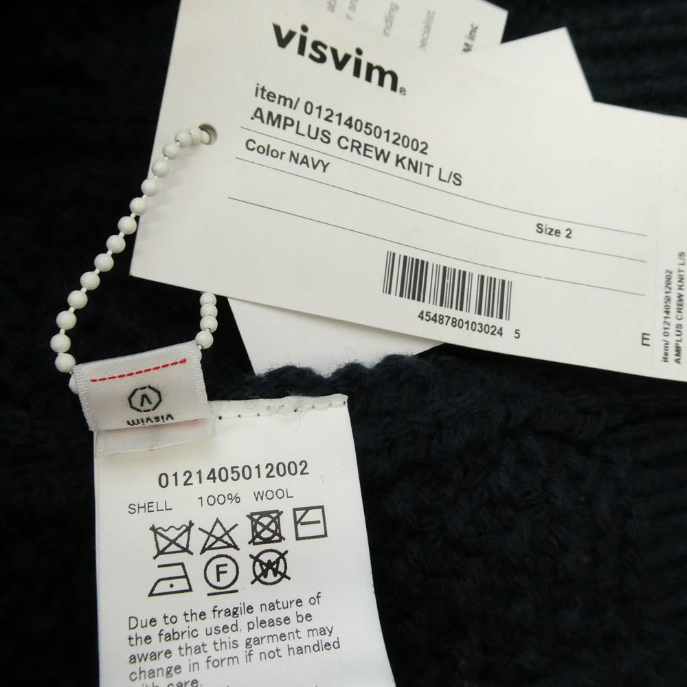 VISVIM ビズビム 21AW 0121405012002 AMPLUS CREW KNIT L/S アンプラス クルー ニット ロングスリーブ セーター ネイビー系 2【中古】