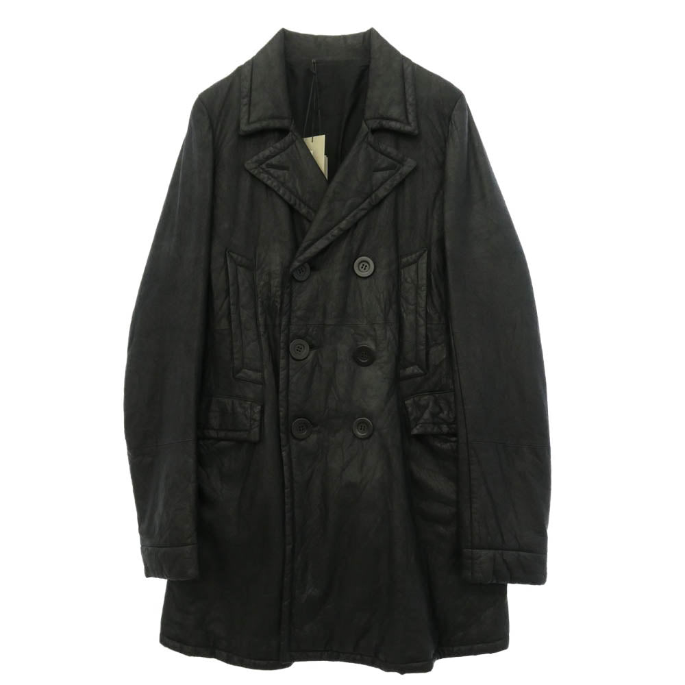 Rick Owens リックオウエンス 06AW 1773 DUSTULATOR期 RU PEE COAT OLMAR and MIRTA Lavato Plonge ラムレザー レザー Pコート ブラック系 S【中古】