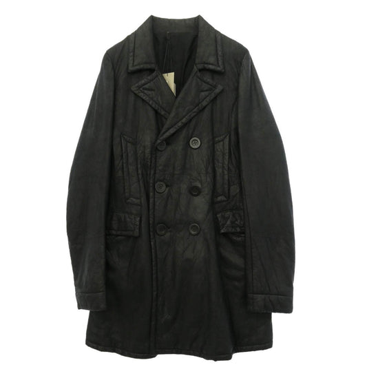 Rick Owens リックオウエンス 06AW 1773 DUSTULATOR期 RU PEE COAT OLMAR and MIRTA Lavato Plonge ラムレザー レザー Pコート ブラック系 S【中古】