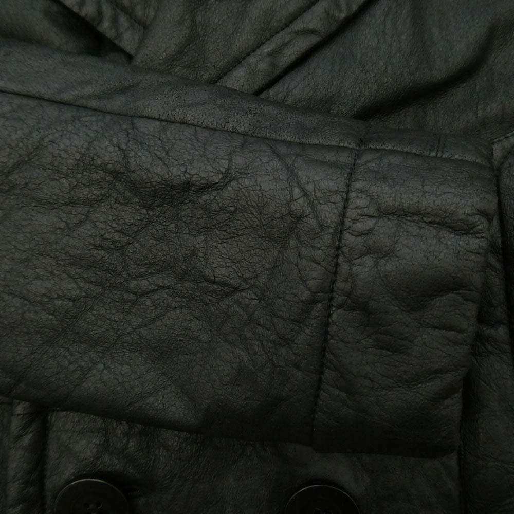 Rick Owens リックオウエンス 06AW 1773 DUSTULATOR期 RU PEE COAT OLMAR and MIRTA Lavato Plonge ラムレザー レザー Pコート ブラック系 S【中古】